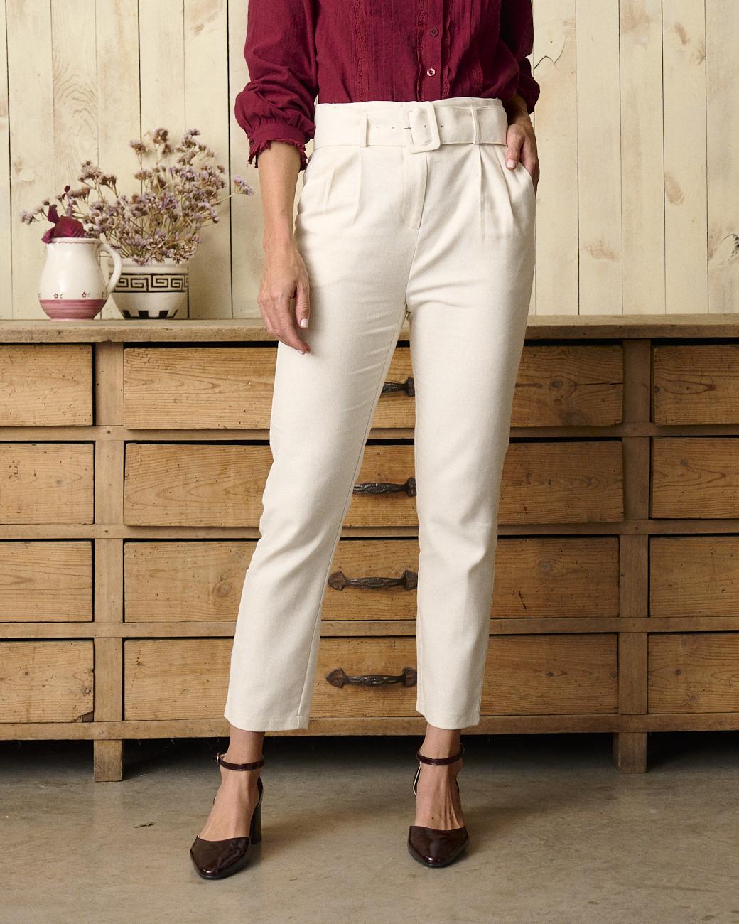 Pantaloni con cintura Bianca