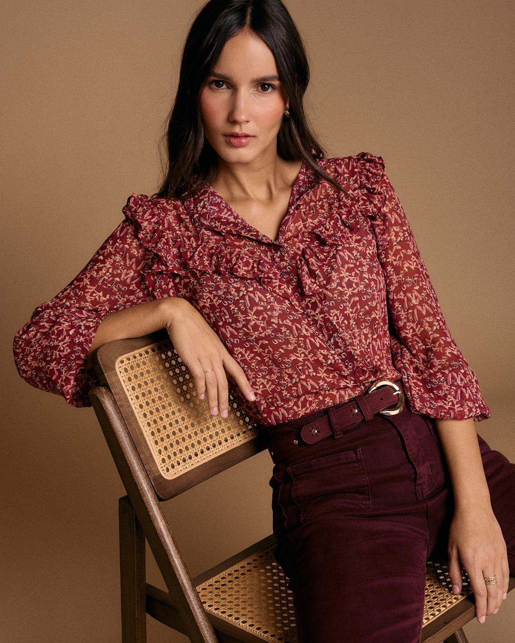 Camicia con volant e stampa Lidia