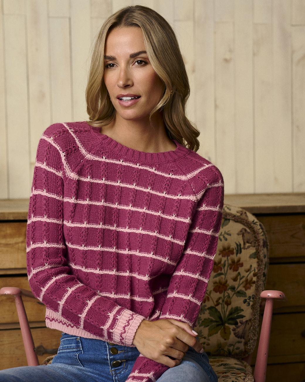 Maglione a Righe Malva