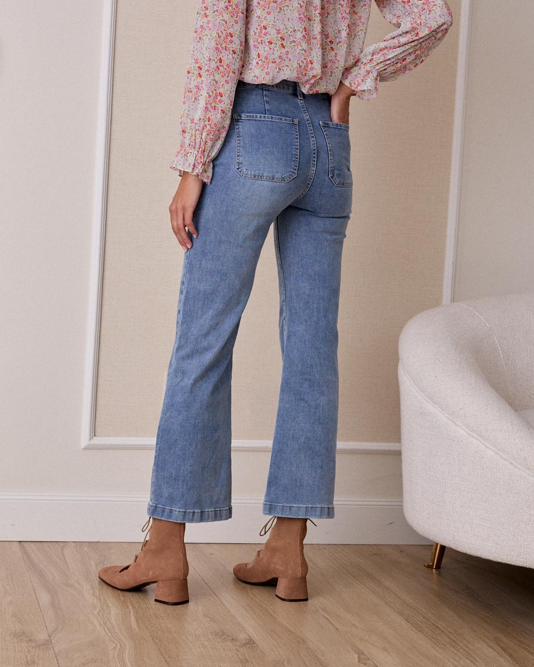 Pantalone jeans con bottoni Thea