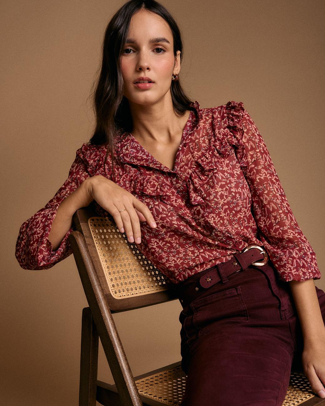 Camicia con volant e stampa Lidia
