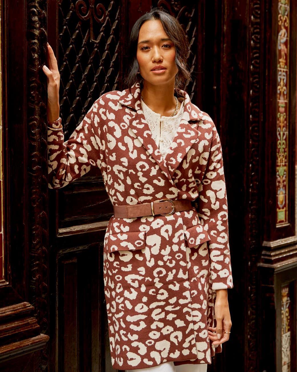 Cappotto con Stampa Animalier Nere