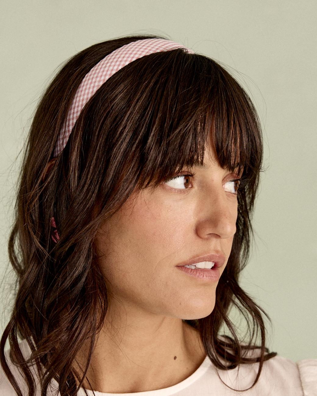 Fascia per capelli rosa Vichy