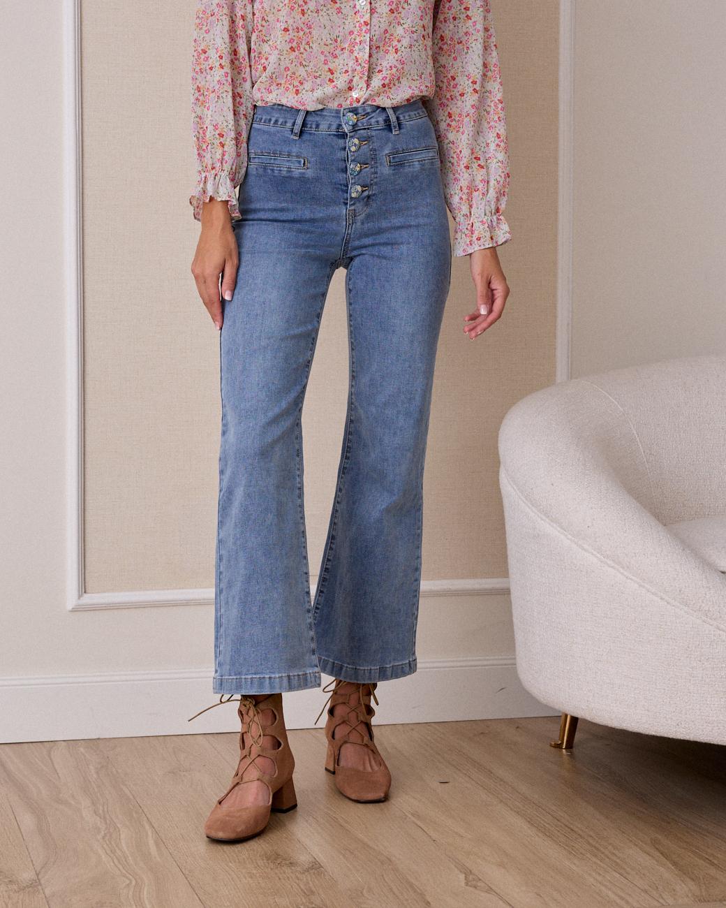Pantalone jeans con bottoni Thea