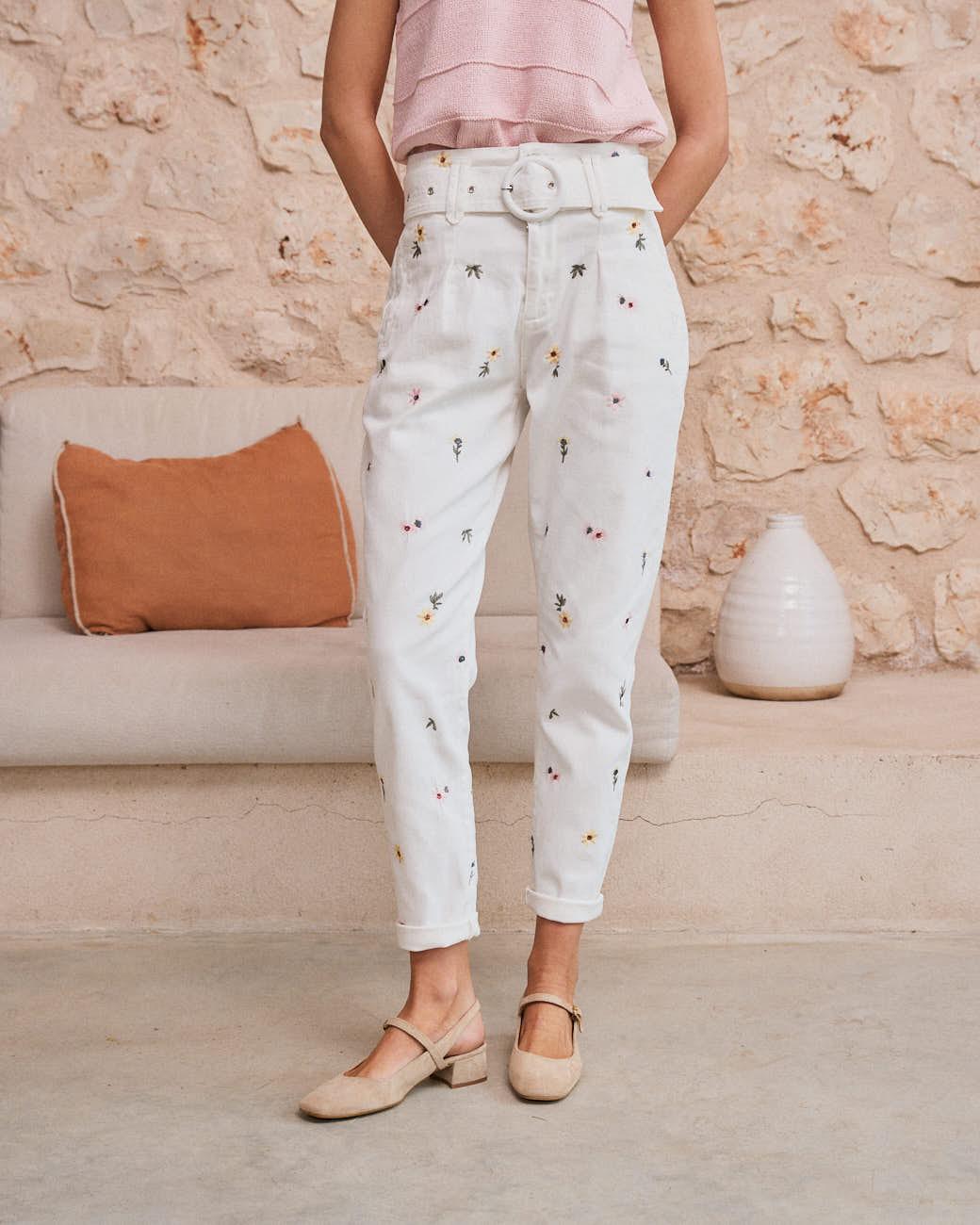 Pantaloni Jeans Fiori Zenia