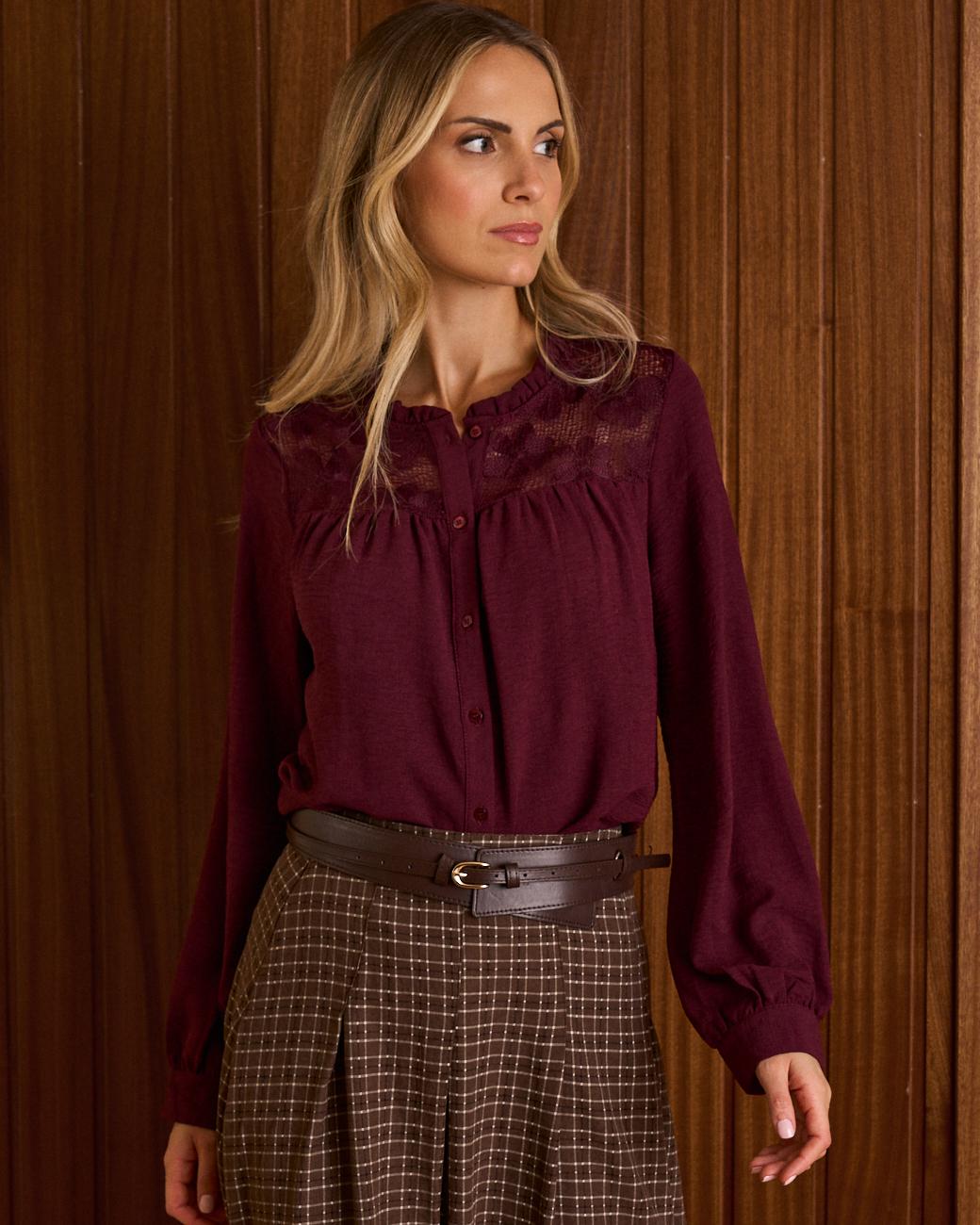 Camicia Pizzo Fiori Ruby