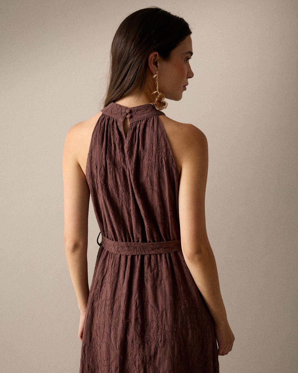 Vestito Ricamato Collo Halter