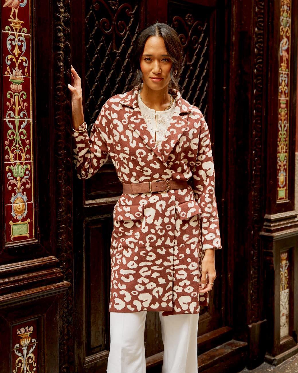 Cappotto con Stampa Animalier Nere