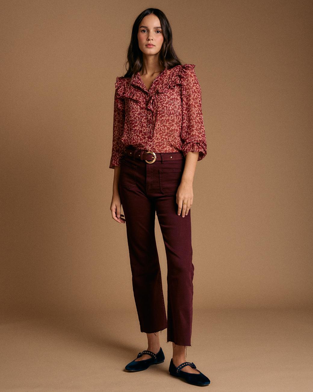 Camicia con volant e stampa Lidia