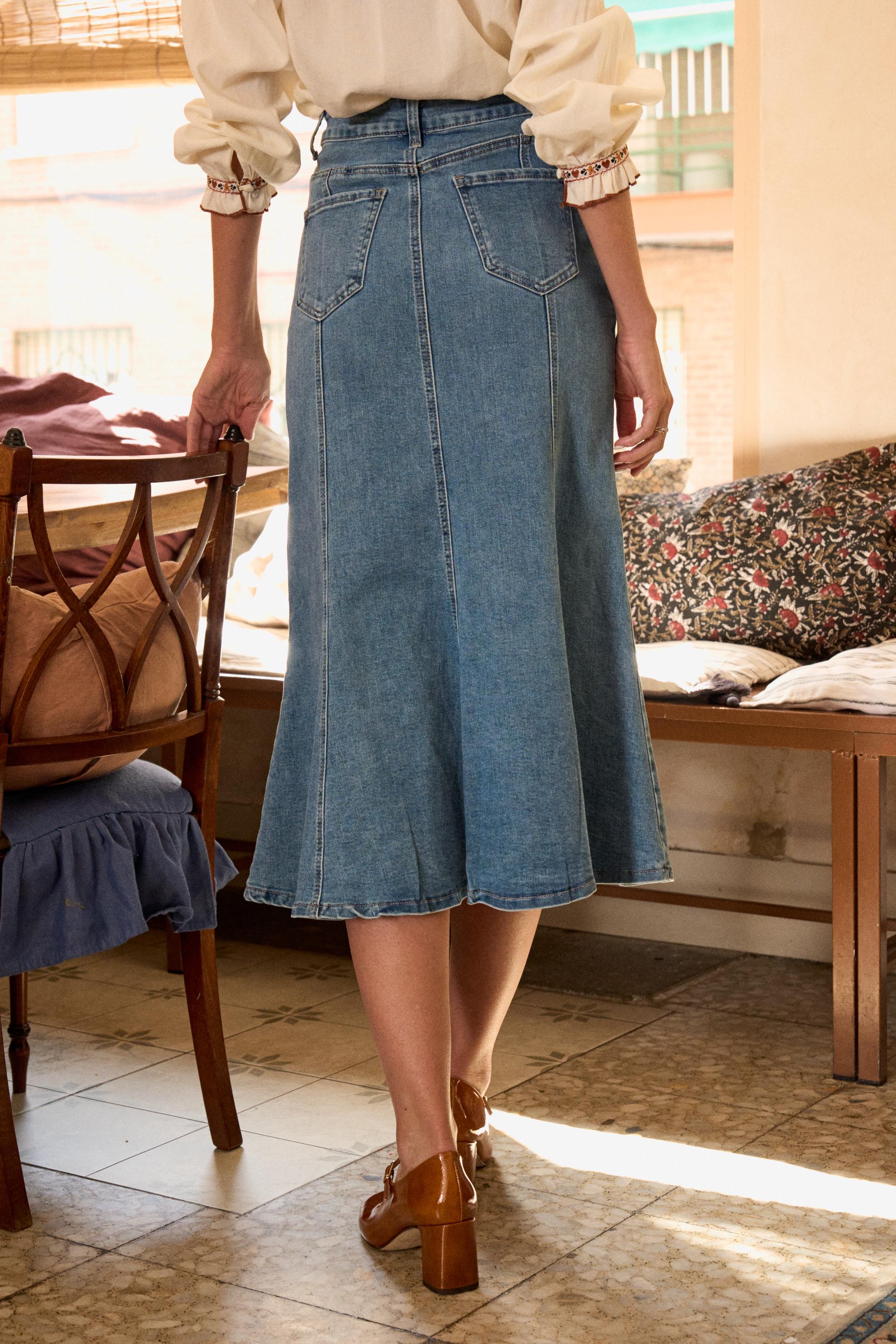 Gonna midi di jeans Nuva