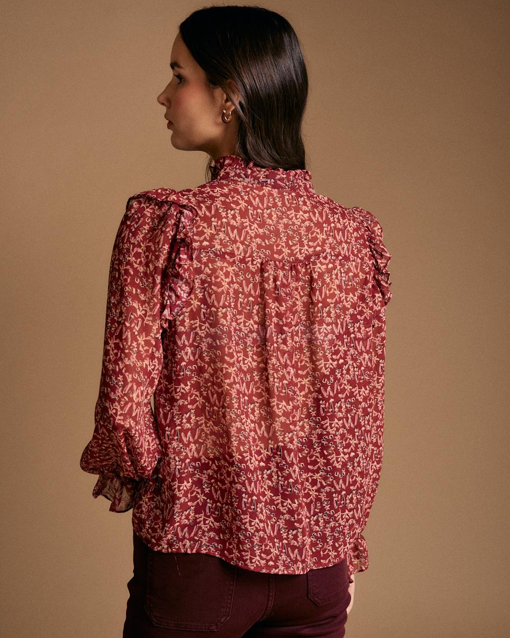 Camicia con volant e stampa Lidia