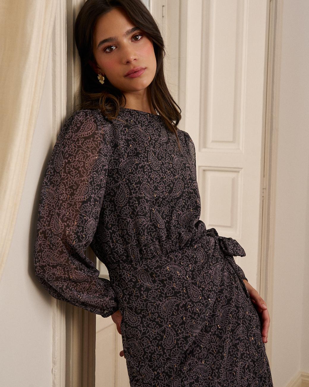 Vestito Nero Paisley Renata