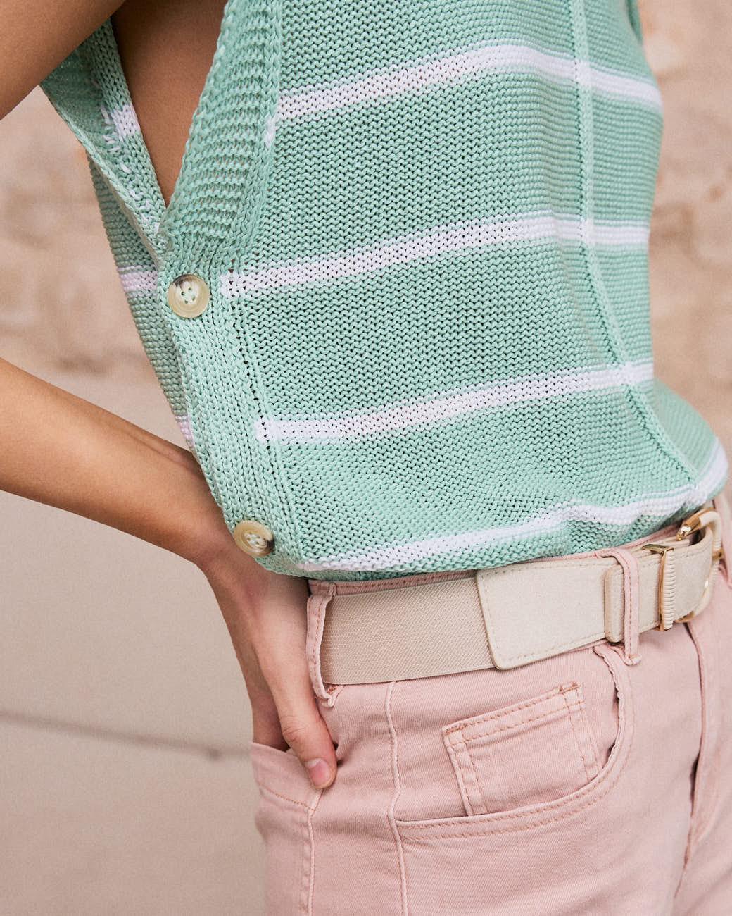 Top a Righe Verde Acqua