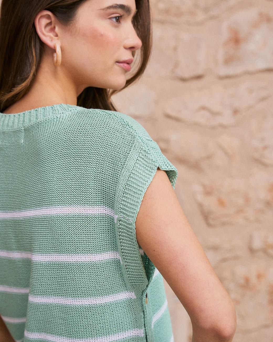 Top a Righe Verde Acqua