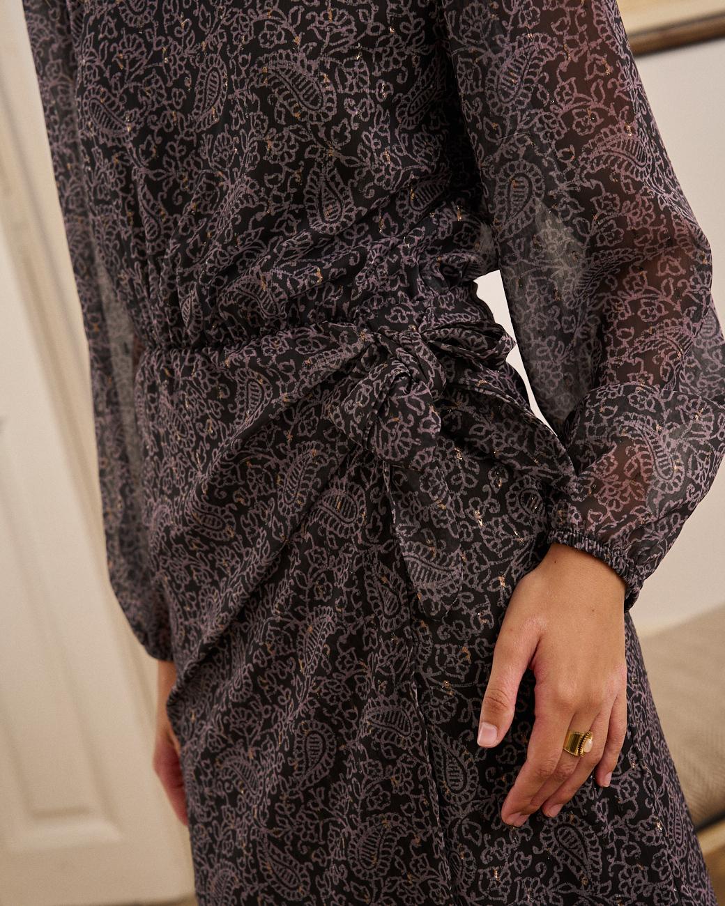 Vestito Nero Paisley Renata