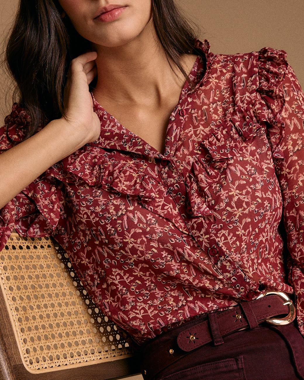 Camicia con volant e stampa Lidia