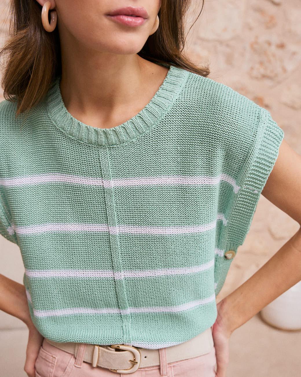 Top a Righe Verde Acqua