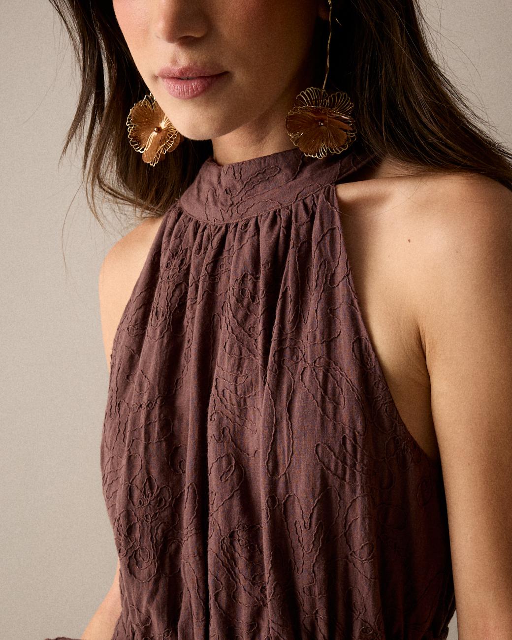 Vestito Ricamato Collo Halter