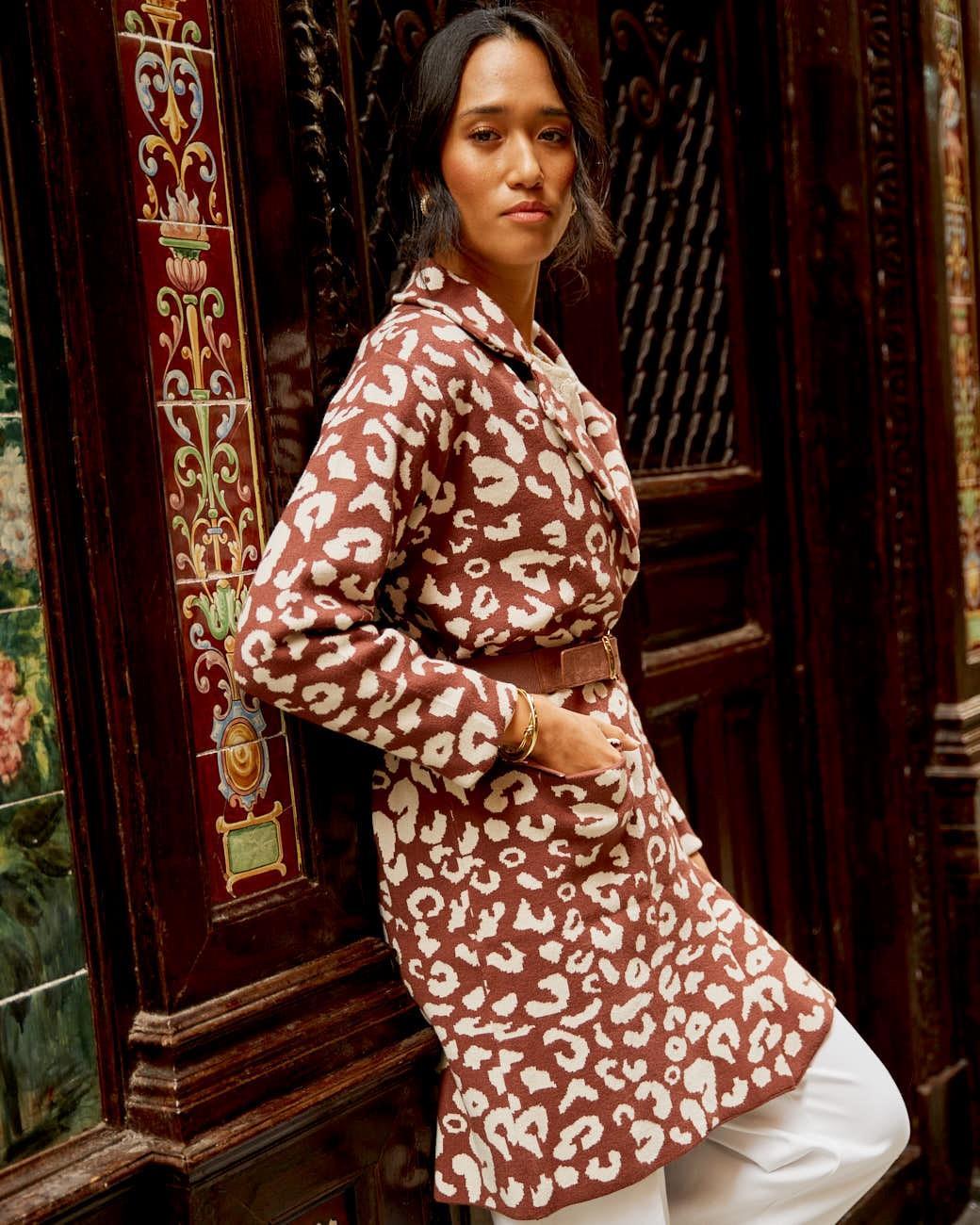 Cappotto con Stampa Animalier Nere