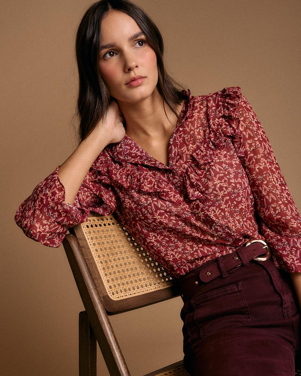 Camicia con volant e stampa Lidia
